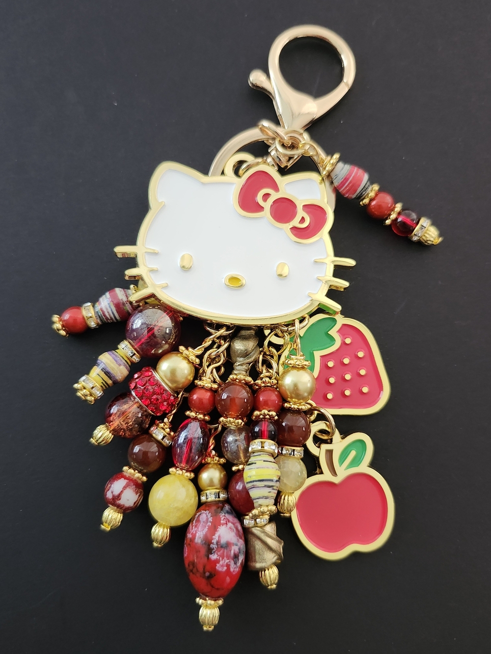 Hello Kitty Purse Charm or Keychain Agate Carnelian Handcrafted - Picture 3 of 6